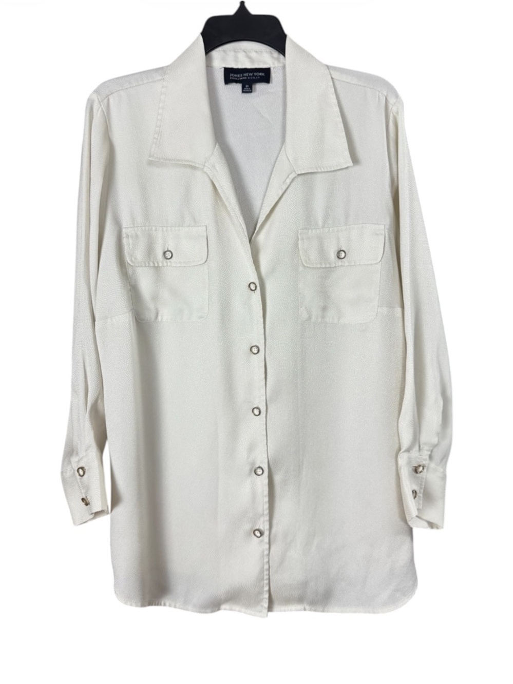 Jones New York Signature Woman Cream Textured Button Down Blouse Size 2X